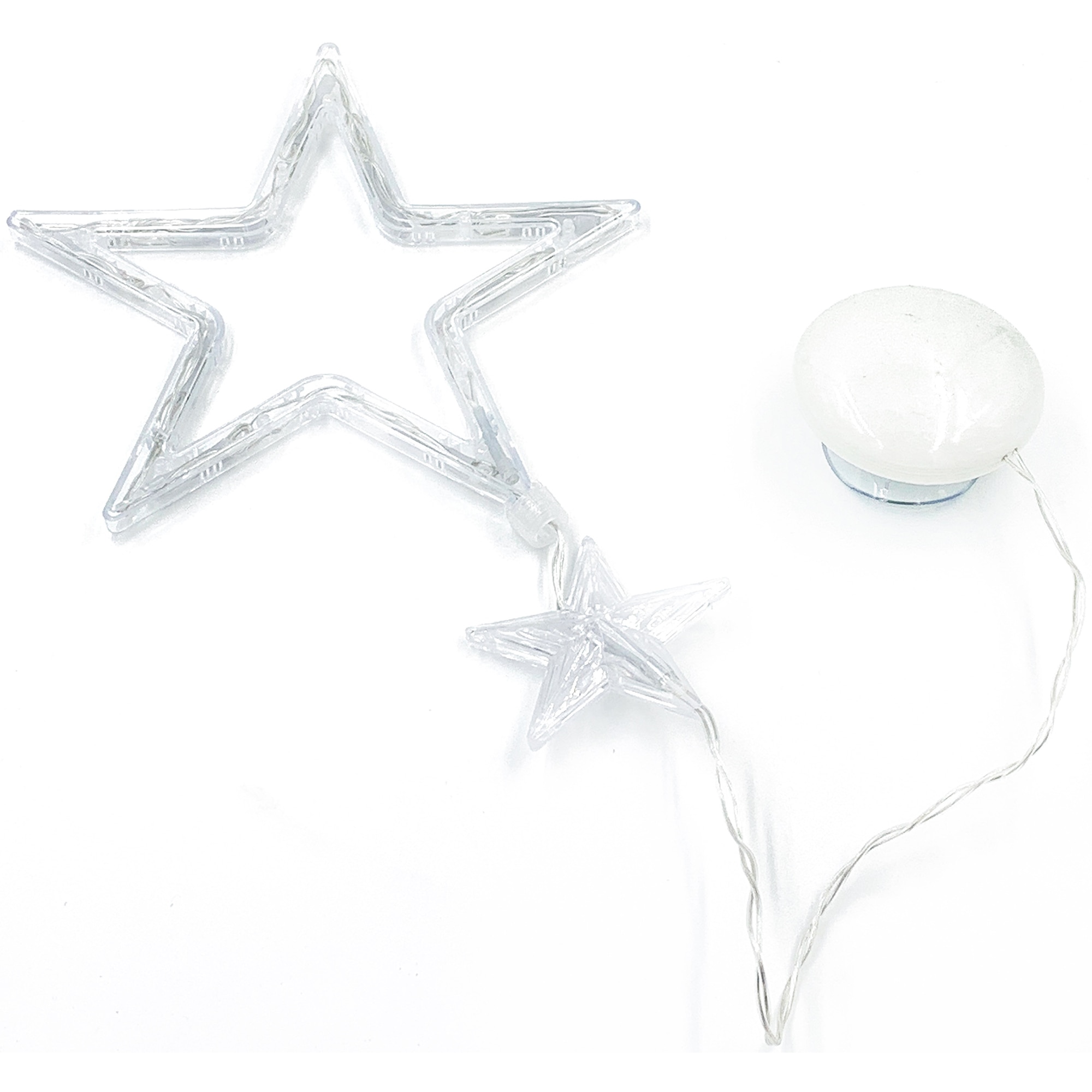Figurina Craciun fereastra, stea 11 LED-uri alb rece, pvc, cablu transparent, alimentare baterie