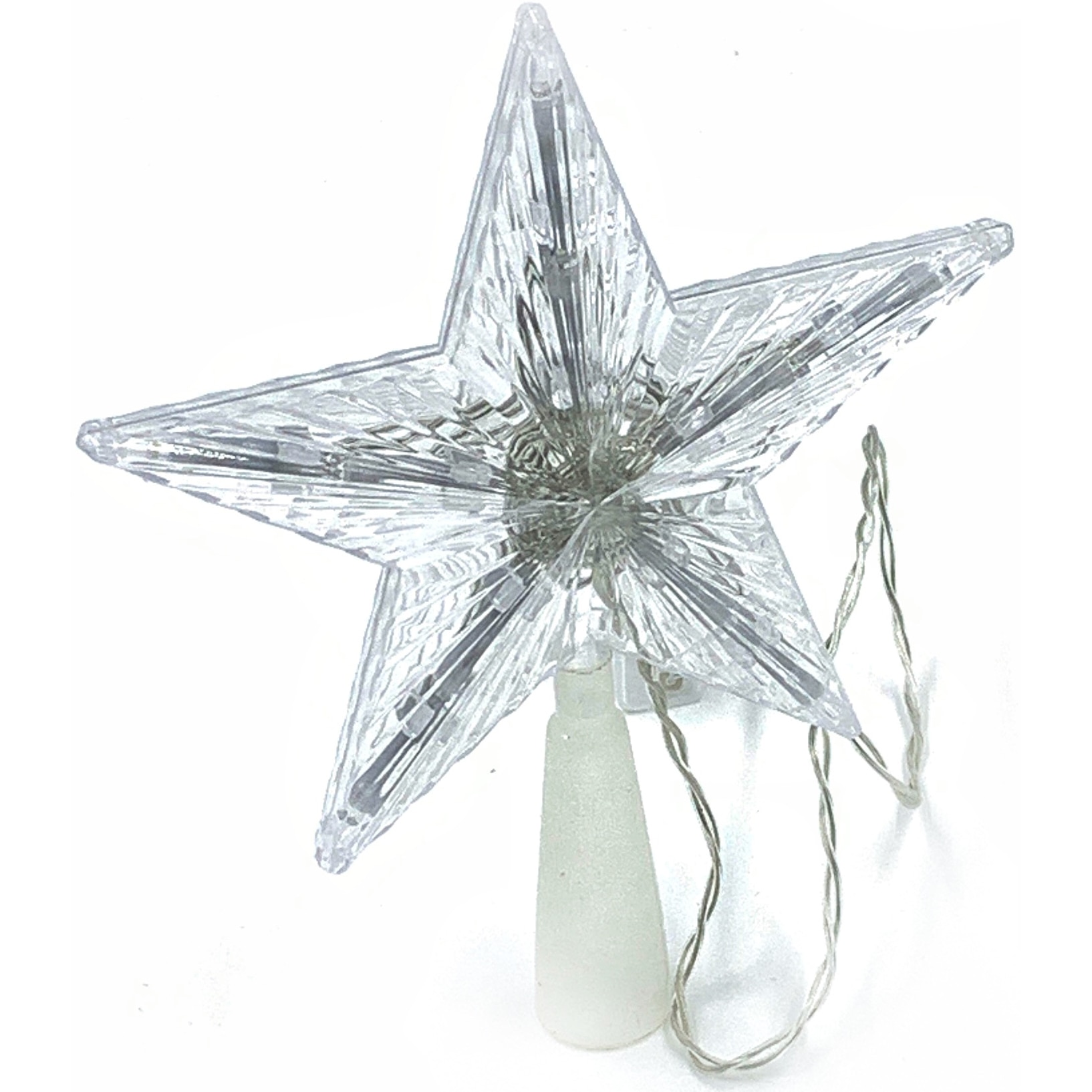 Stea varf brad Craciun Cris, 10LED-uri alb rece, 15.5cm, alimentare baterie