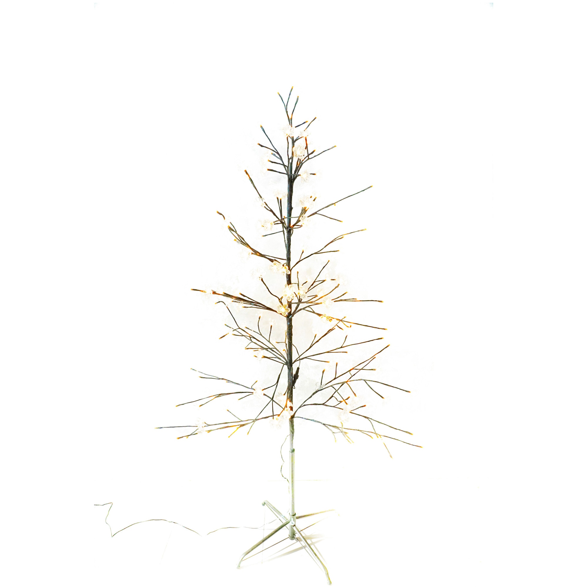 Copac luminos Craciun, 1.8m, 160 LED-uri alb cald, cu flori de mar 4.5cm, functii, timer, IP44, exterior