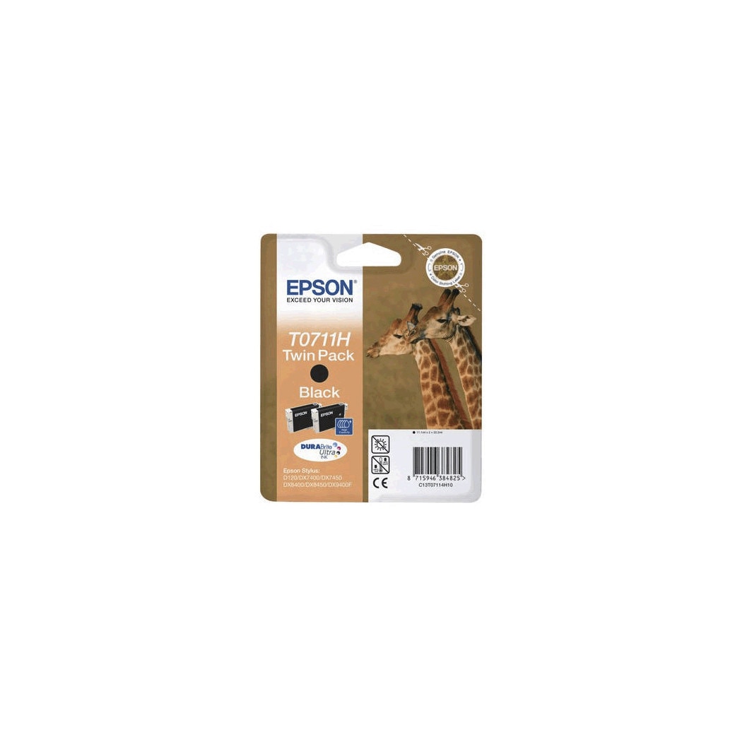 Set 2 cartuse cerneala Epson Black capacitate mare T07114H pentru BX3450 / Stylus D120 / Stylus Office B1100 / Stylus Office B40W / Stylus Office BX300F / Stylus SX205 / Stylus SX515W / Stylus SX600FW , 2x385pagini , OEM C13T07114H10