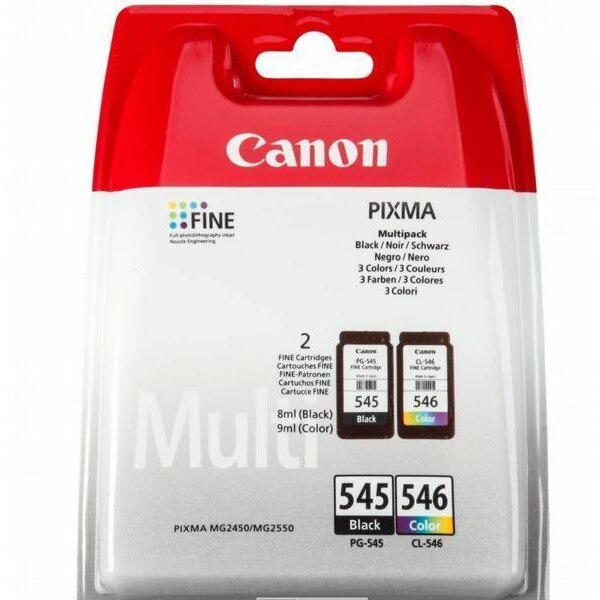 Set 2 cartuse cerneala Canon PG-545 si CL-546 pentru Pixma iP2850 / Pixma MG2450 / Pixma MG2550 / Pixma MG2550S / Pixma MG2950 / Pixma MG3050 / Pixma MX495 / TS205 / TS305, 8ml+8ml , OEM BS8287B005AA