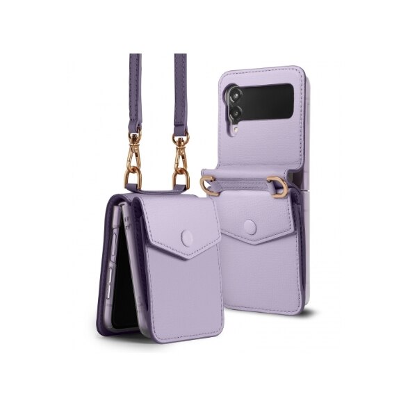 Husa pentru Samsung Galaxy Z Flip 3, Ringke Folio Signature Genuine leather, Light Purple