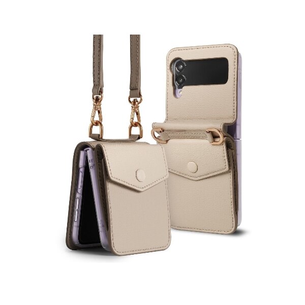 Husa pentru Samsung Galaxy Z Flip 3, Ringke Folio Signature Genuine leather, Gold