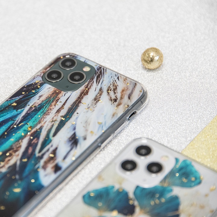 Husa "Gold Glam case" pentru Samsung Galaxy S23 Plus feathers