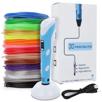 Set stilou de imprimare 3D si filamente, Ecran LCD, 15 filamente Doodler 45m, Multicolor Set stilou de imprimare 3D si filamente, Ecran LCD, 15 filamente Doodler 45m, Multicolor