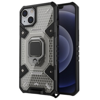 Husa de protectie Honeycomb Armor pentru iPhone 13 Pro, inel metalic, magnet auto, Negru Gri, KOF-BBL3390 Husa de protectie Honeycomb Armor pentru iPhone 13 Pro, inel metalic, magnet auto, Negru Gri, KOF-BBL3390