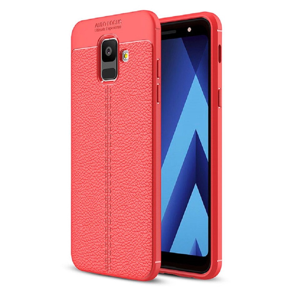 Husa Antisoc model tip Piele AutoFocus pentru Samsung Galaxy A6 2018 / Rosu