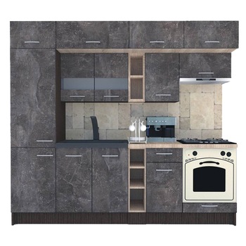 Set Bucatarie Genarom BIGMAR 250 B, 250 x 225,5 x 60 cm, Wenge / Decor 4299 Set Bucatarie Genarom BIGMAR 250 B, 250 x 225,5 x 60 cm, Wenge / Decor 4299