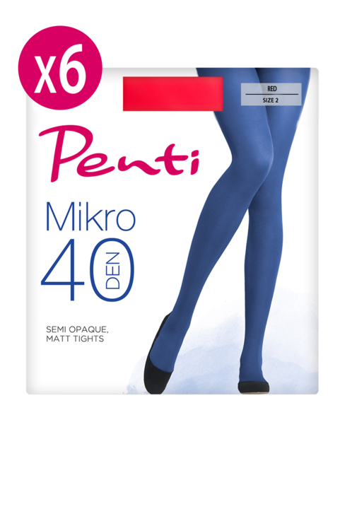 Комплект Дамски Чорапогащи Penti Micro 40, 6 бр, Червен