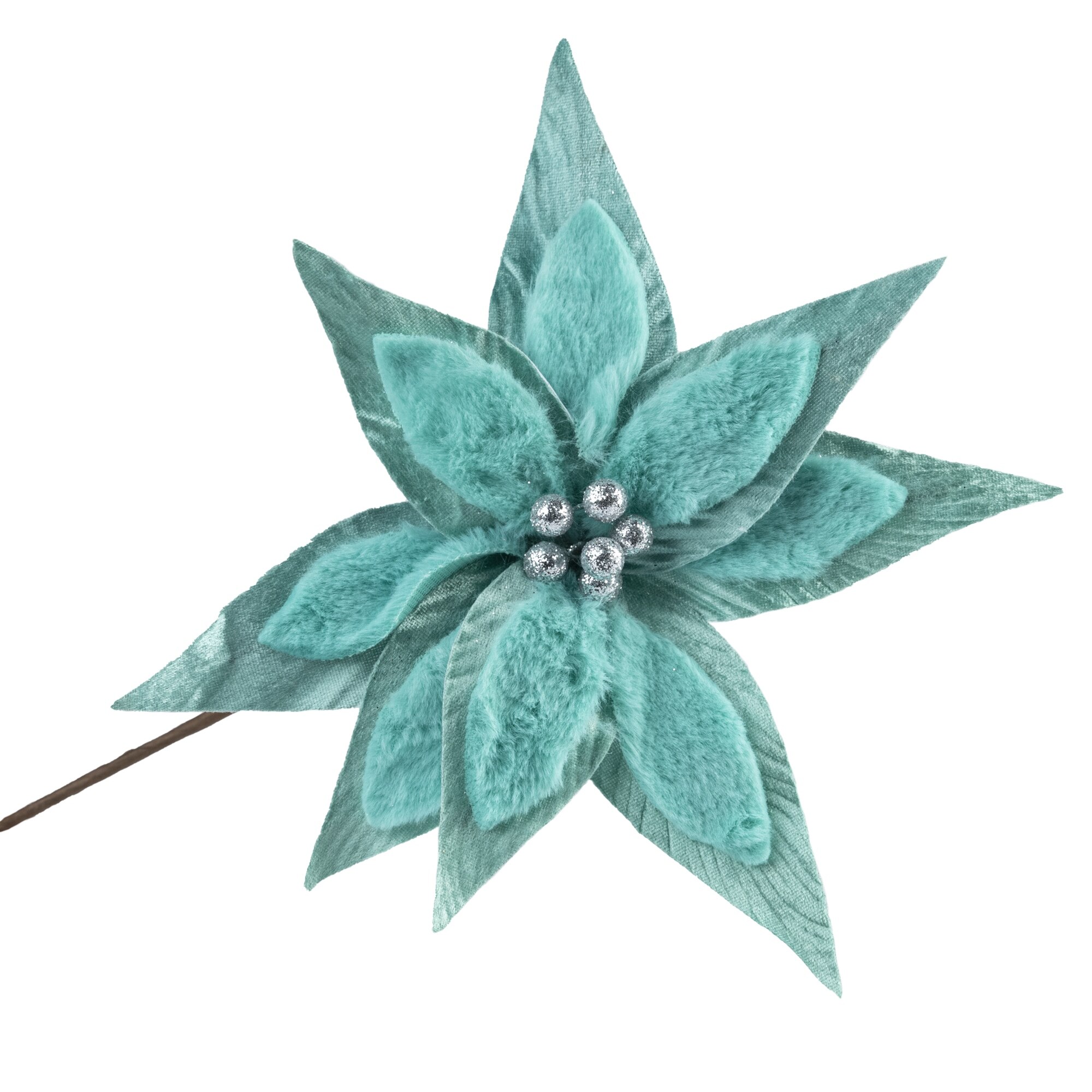 Decoratiune craciun, craciunita artificiala cu blanita, verde inchis, Ø29