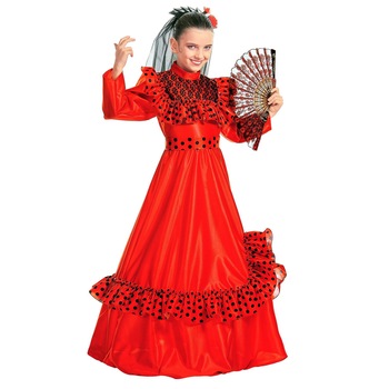 Costum carnaval spaniol cu buline Carmecita fete 130 cm 6-7 ani Costum carnaval spaniol cu buline Carmecita fete 130 cm 6-7 ani