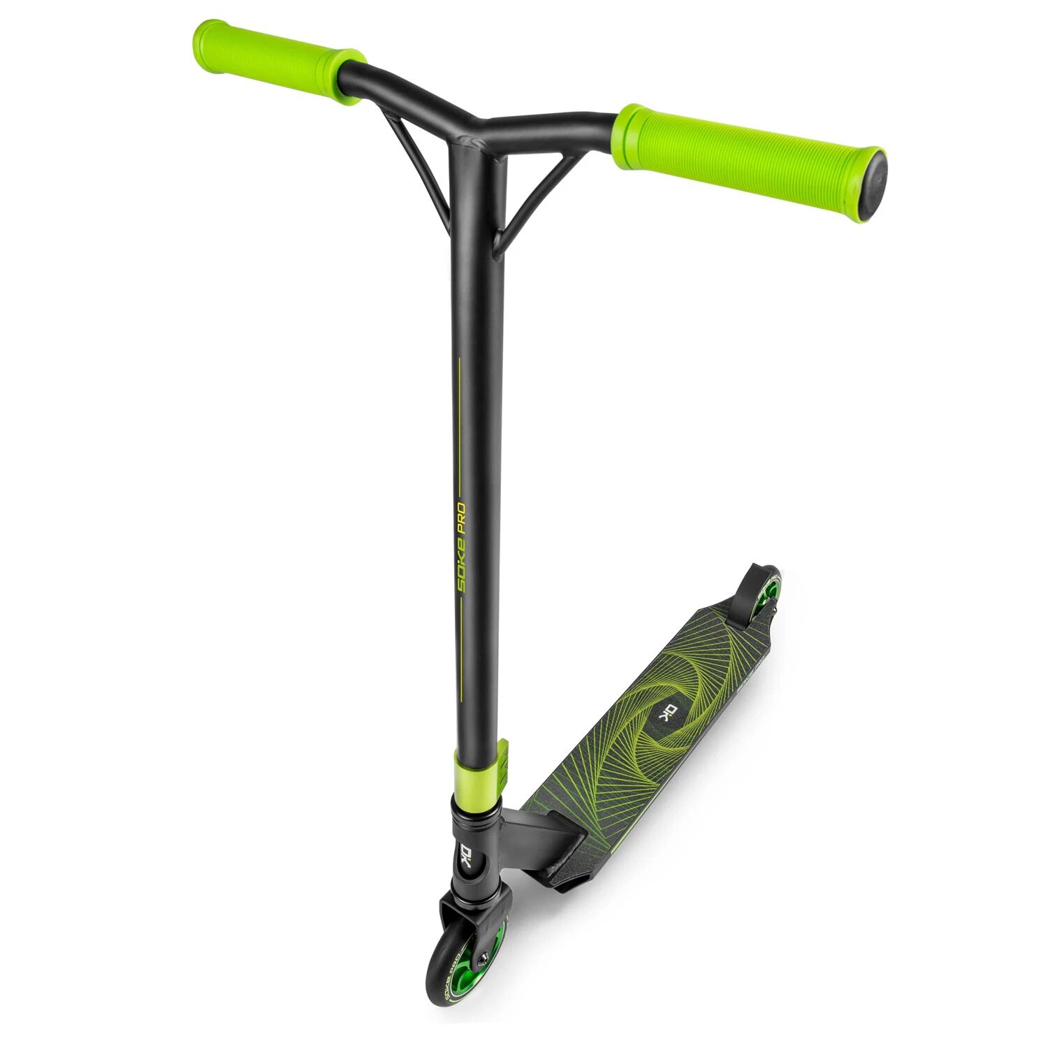 Trotineta Soke PRO, cadru si ghidon cu structura rezistenta, verde/negru, roti de 110mm, rulment ABEC 9, 85 x 68.5 cm