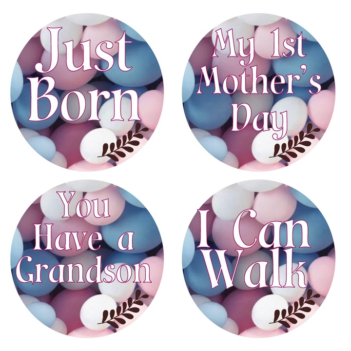 Set 26 Stickere pentru fotografii aniversare "Annoucements & Events" Baby Milestone Stickers 20 cm - pentru fotografii bebelusi