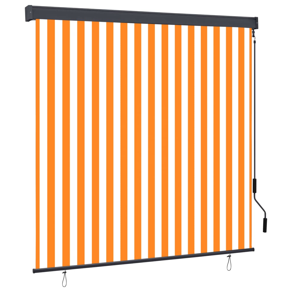 Jaluzea tip rulou de exterior, alb si portocaliu, 160 x 250 cm