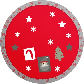 Covoras/baza decorativa pentru brad Craciun, diametru 97 cm, poliester, gri / roșu Covoras/baza decorativa pentru brad Craciun, diametru 97 cm, poliester, gri / roșu