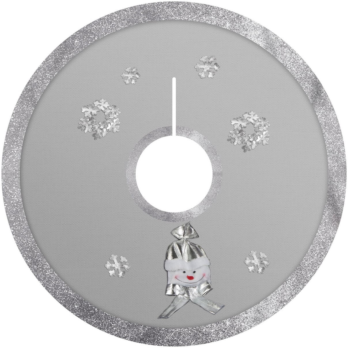 Covoras/baza decorativa pentru brad Craciun, diametru 97 cm, poliester, gri