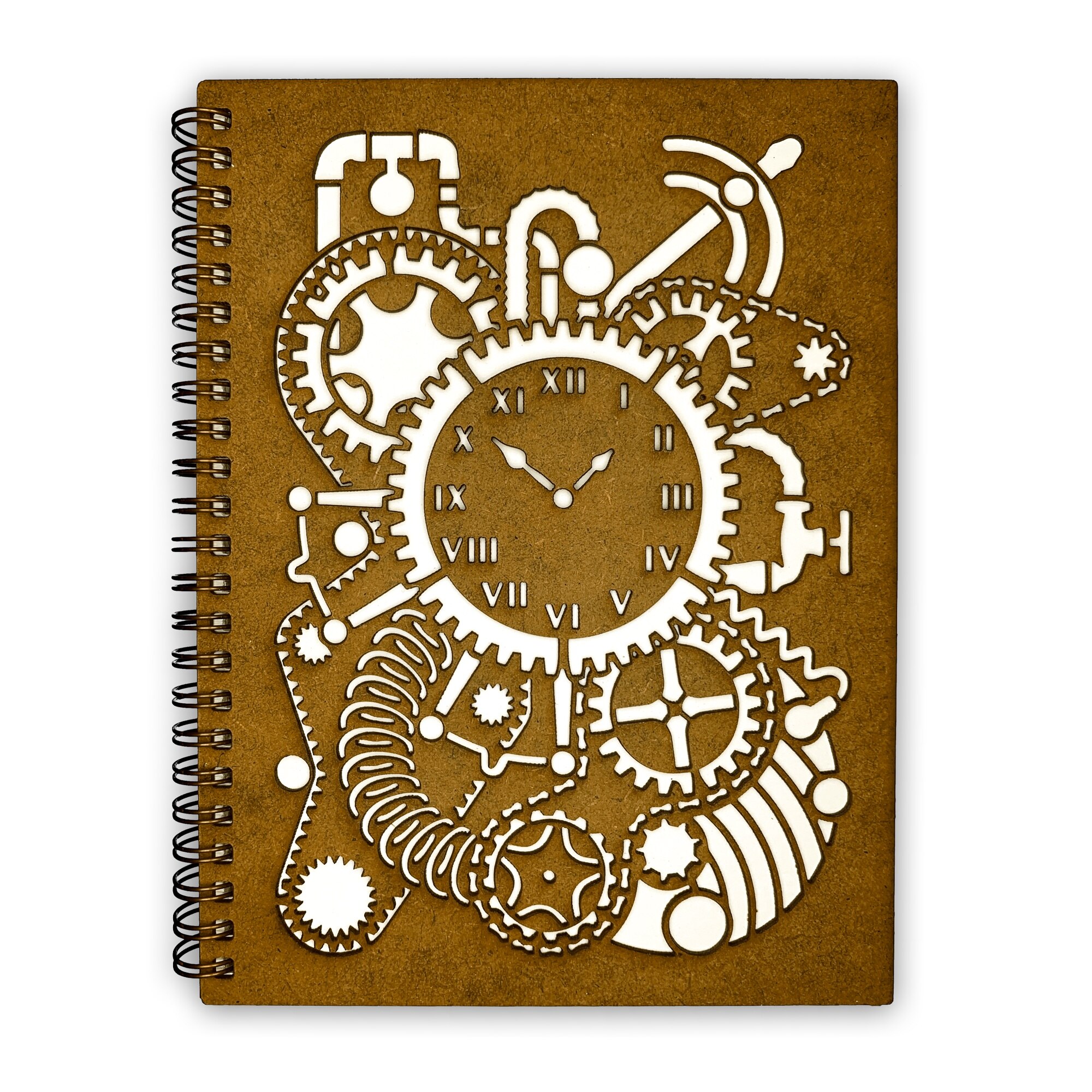 Agenda Lemn Decupata A5 80 file - Mecanism cu ceas