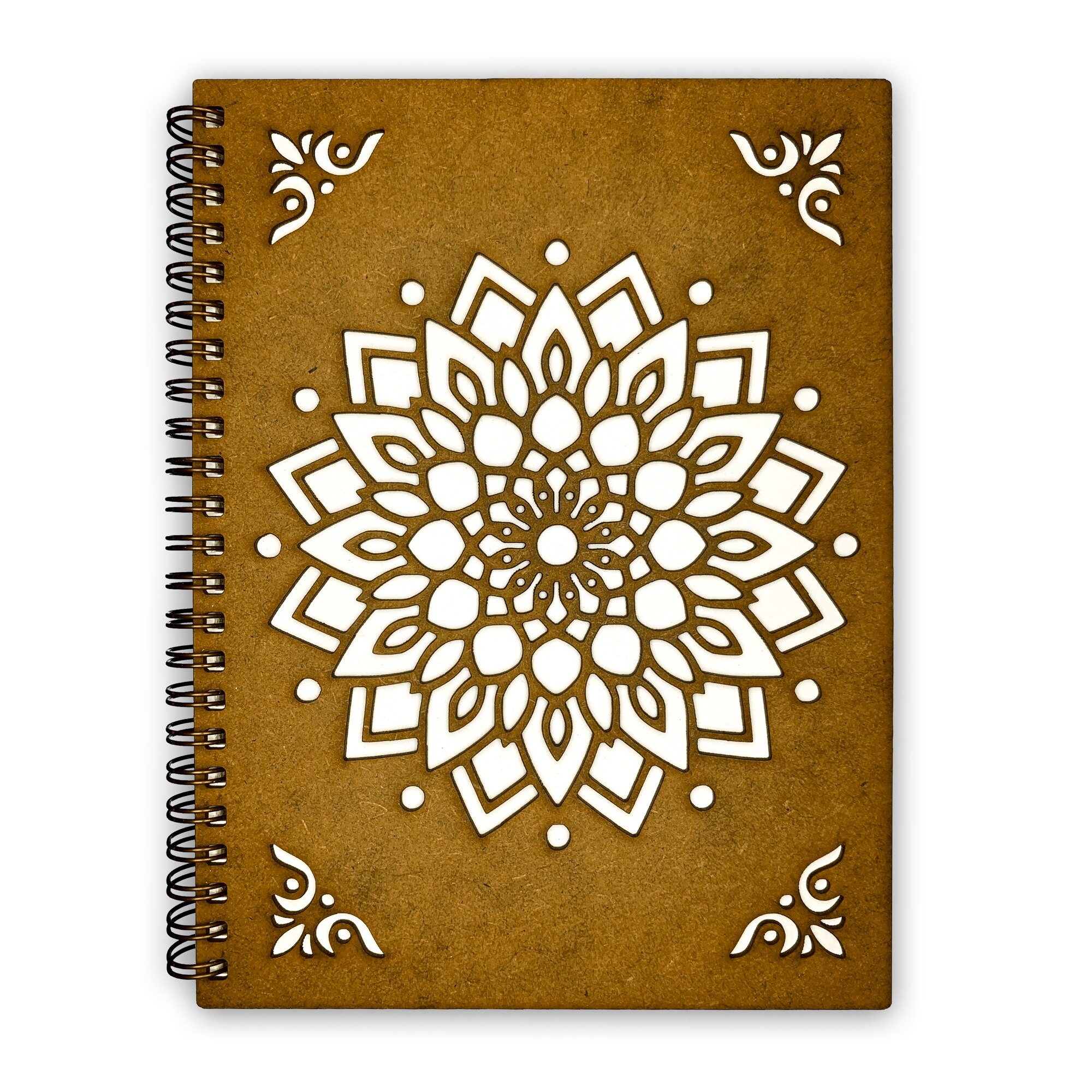 Agenda Lemn Decupata A5 80 file - Mandala colturi ascutite