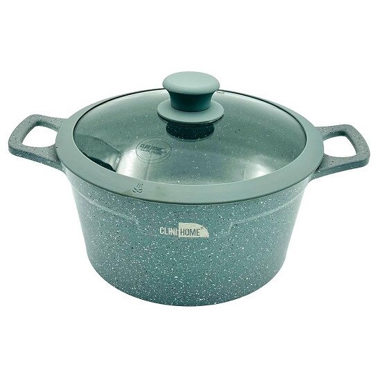 Oala aluminiu granit 24 cm Clini Home , capac sticla , 4 l