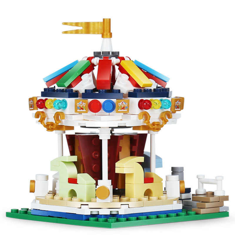 Set cuburi constructii Colourful World Carusel 343 piese