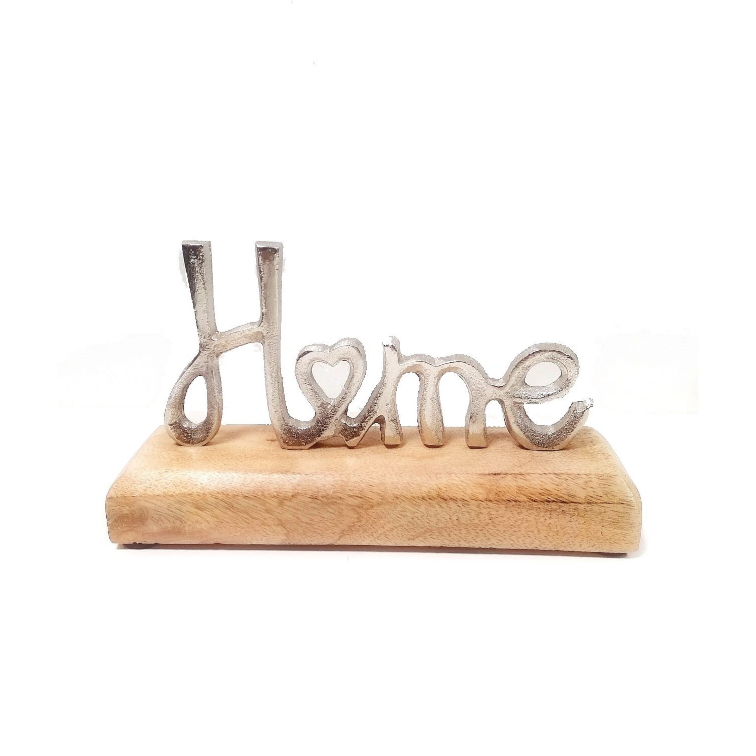 Decoratiune masa Home din aluminiu si lemn, 19x11x5cm