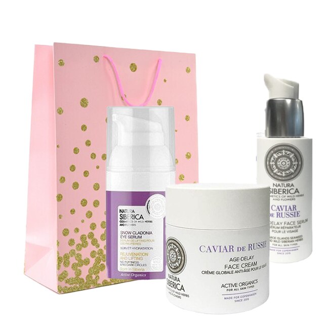 Set Natura Siberica Crema pentru fata Age-Delay 50ml ,Ser pentru fata Age-Delay 30ml ,Ser pentru ochi Age-Delay 30ml