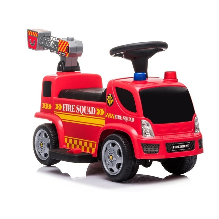 Masinuta de pompieri electrica pentru copii Leantoys, Cu sunete si tun de bule, 1-3 ani, Rosu