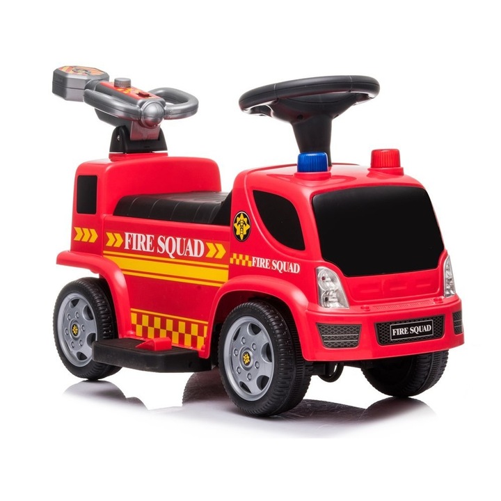 Masinuta de pompieri electrica pentru copii Leantoys, Cu sunete si tun de bule, 1-3 ani, Rosu