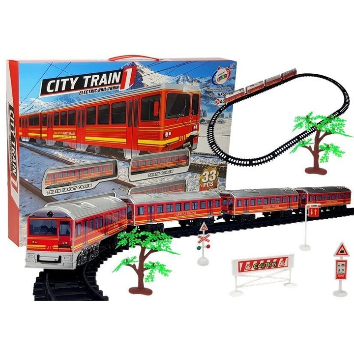 Set tren de jucarie cu accesorii, Lean Toys, Multicolor