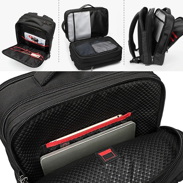 Rucsac laptop Business-Travel Arctic Hunter, impermeabil, port USB, 15.6", negru, model AHB345