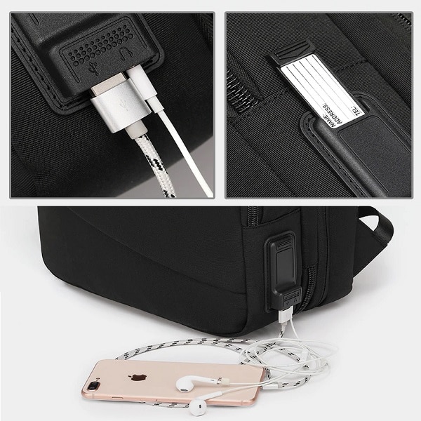 Rucsac laptop Business-Travel Arctic Hunter, impermeabil, port USB, 15.6", negru, model AHB345
