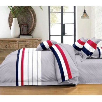 Set lenjerie de pat, Vamira, 2 persoane, 6 piese, bumbac, gri Set lenjerie de pat, Vamira, 2 persoane, 6 piese, bumbac, gri