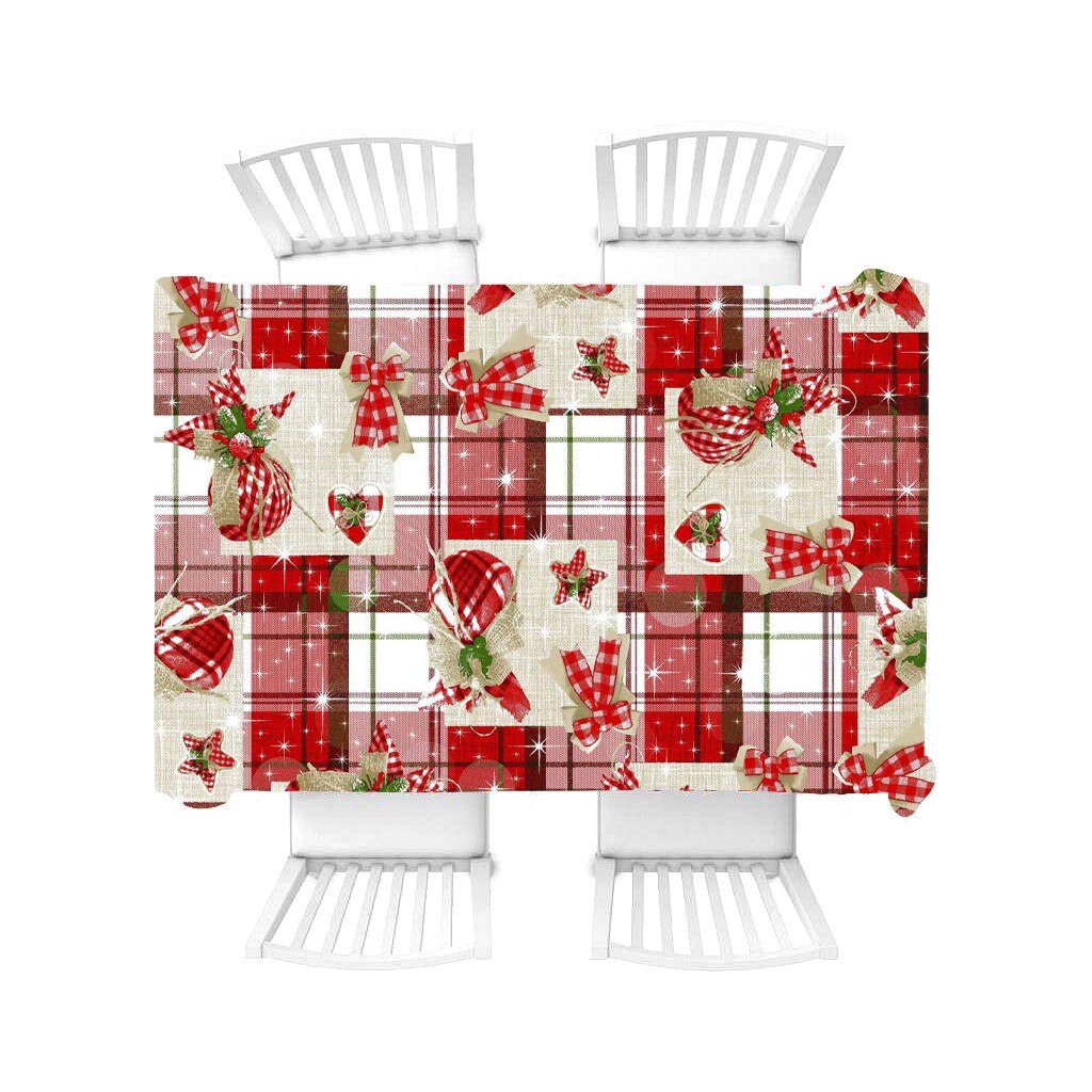 Fata de masa Valentini Bianco, cu motive de Craciun, model Navidad , dimensiune 150x270cm