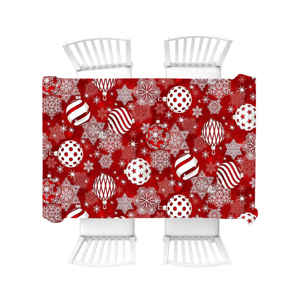 Fata de masa Valentini Bianco, cu motive de Craciun, model Natal , dimensiune 135x180cm