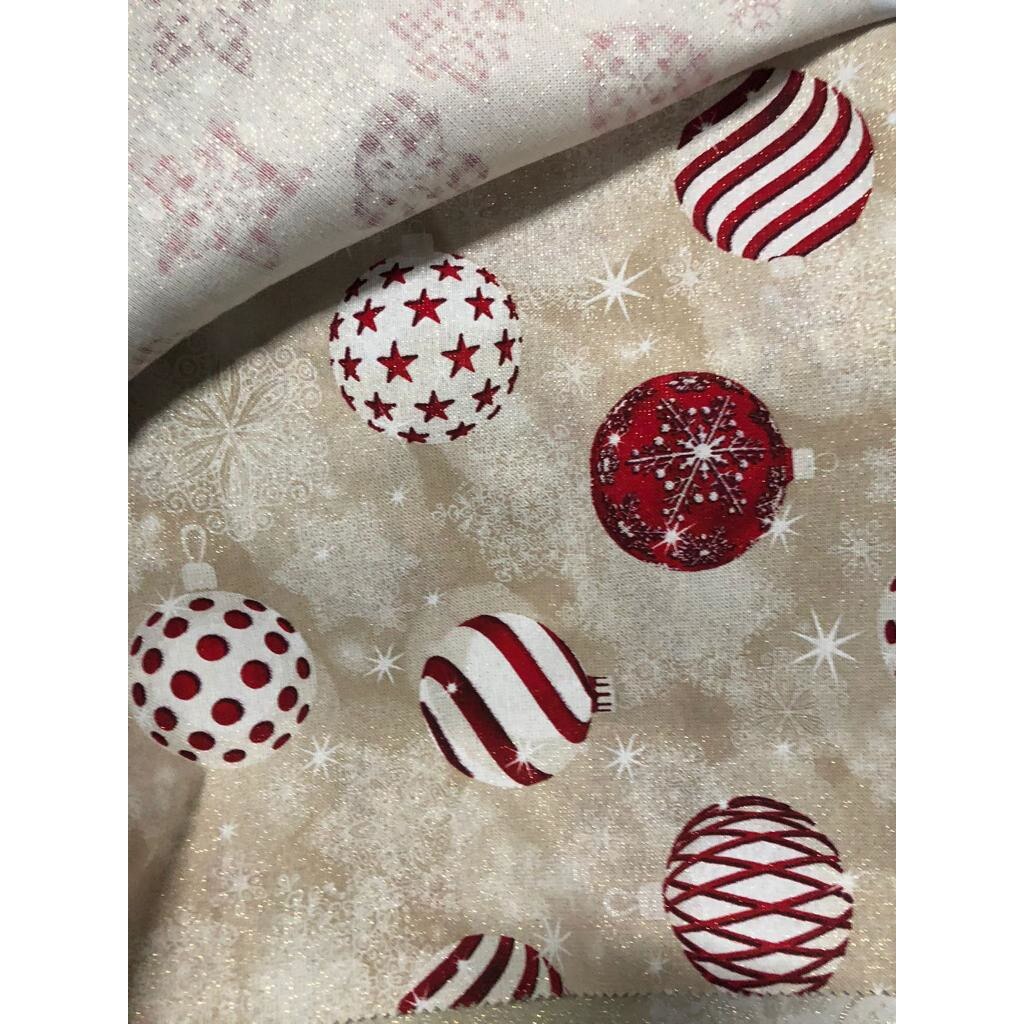 Fata de masa Valentini Bianco, cu motive de Craciun, model Winter, dimensiune 86x86 cm