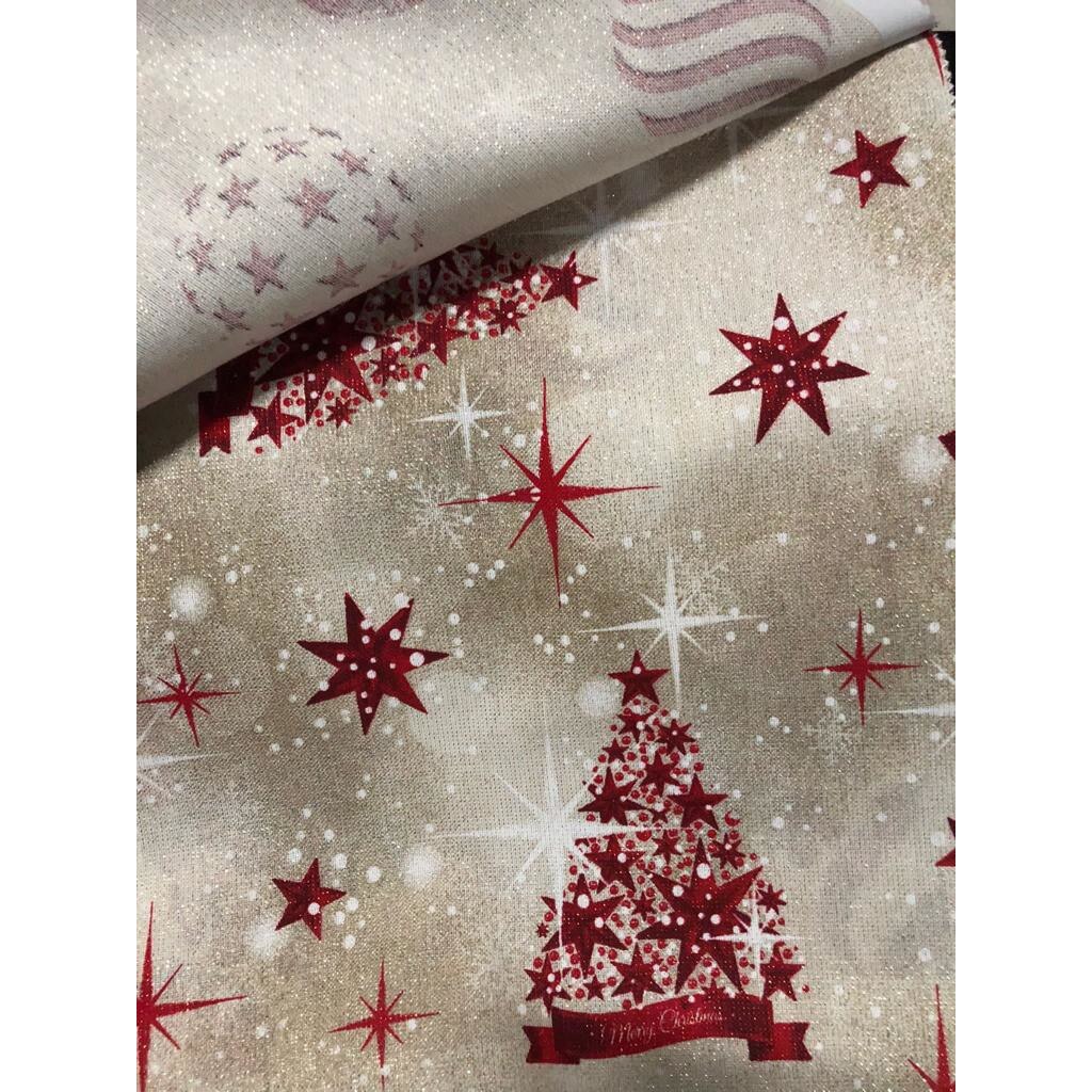 Fata de masa Valentini Bianco, cu motive de Craciun, model Star , dimensiune 135x180cm