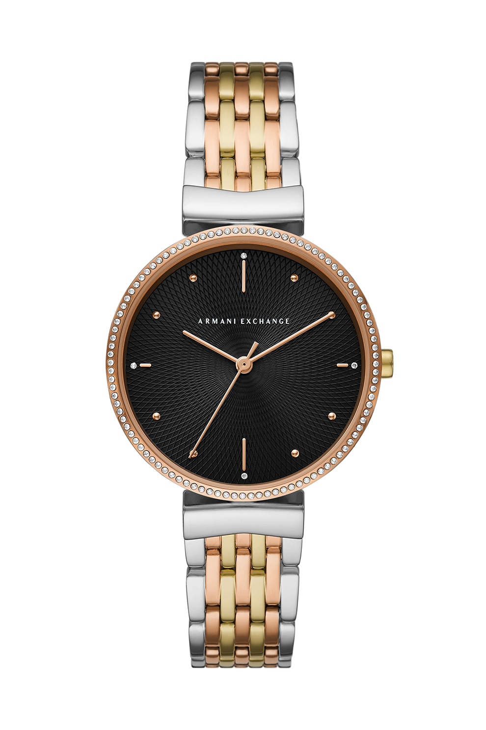 ARMANI EXCHANGE, Ceas cu trei indicatori decorat cu cristale, Argintiu/Auriu