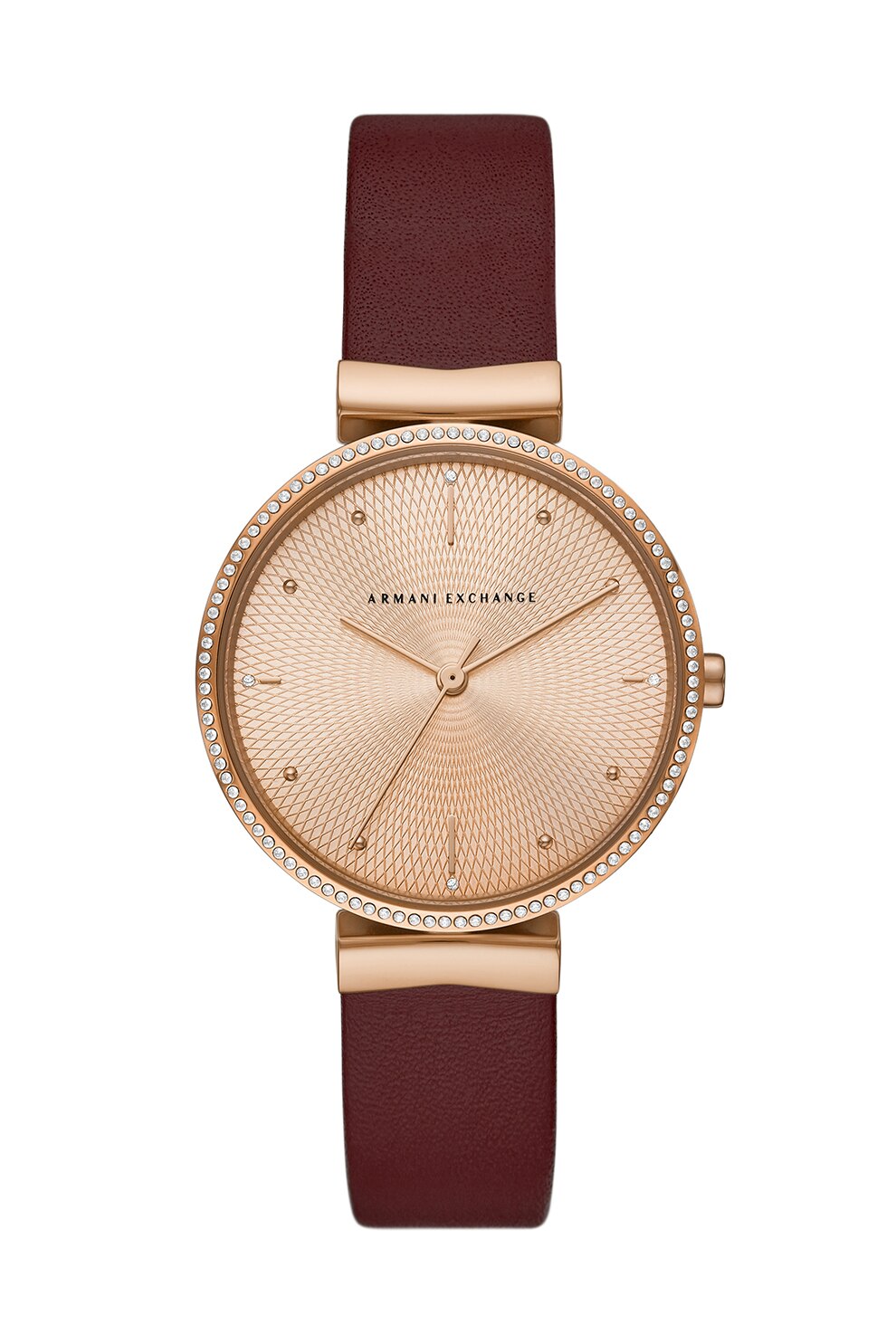 ARMANI EXCHANGE, Ceas quartz cu o curea de piele, Violet pruna