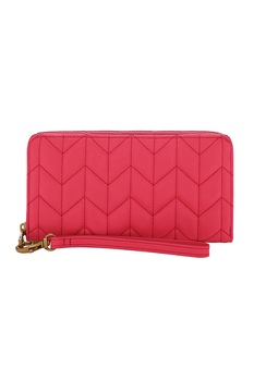 Fossil, Portofel de piele cu tehnologie RFID Logan, Roz aprins Fossil, Portofel de piele cu tehnologie RFID Logan, Roz aprins