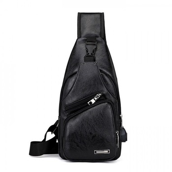 Geanta de umar, pentru barbati, cu slot USB incorporat, negru Geanta de umar, pentru barbati, cu slot USB incorporat, negru