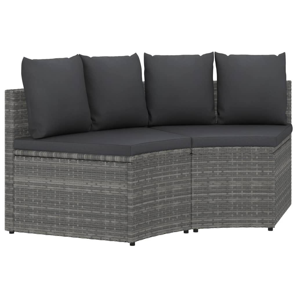 Set canapele de gradina cu picioare ajustabile si perne vidaXL, Poliratan, 88 x 66 x 67 cm, Gri