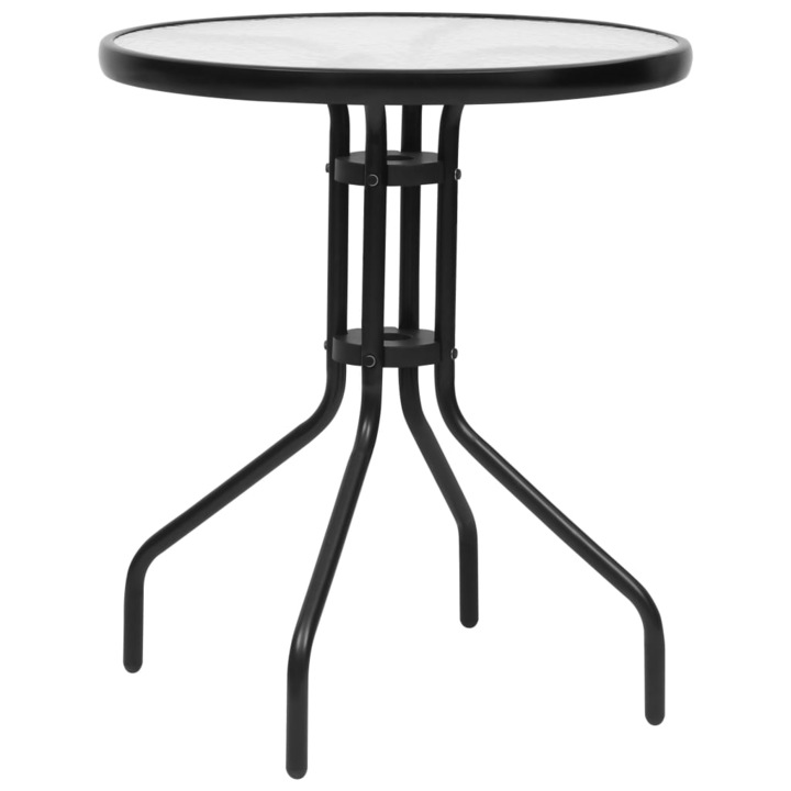 Masa rotunda de gradina, Zakito Europe, Otel / Sticla securizata, 60 x 70 cm, Negru