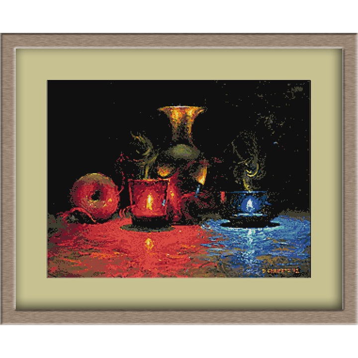 Goblen diagrama color si set ate La lumina lumanarilor KRIF panza 10 ochiuri cm 33 culori