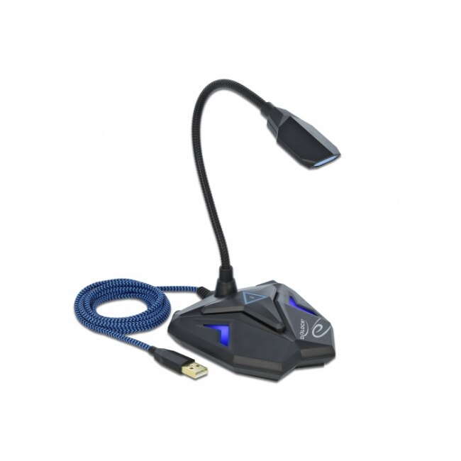 Microfon gaming pentru birou Delock 66330, Omnidirectional, USB, Negru