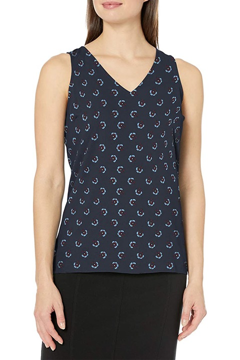 Top de damă Lark & Ro, cu decolteu în V, Albastru inchis