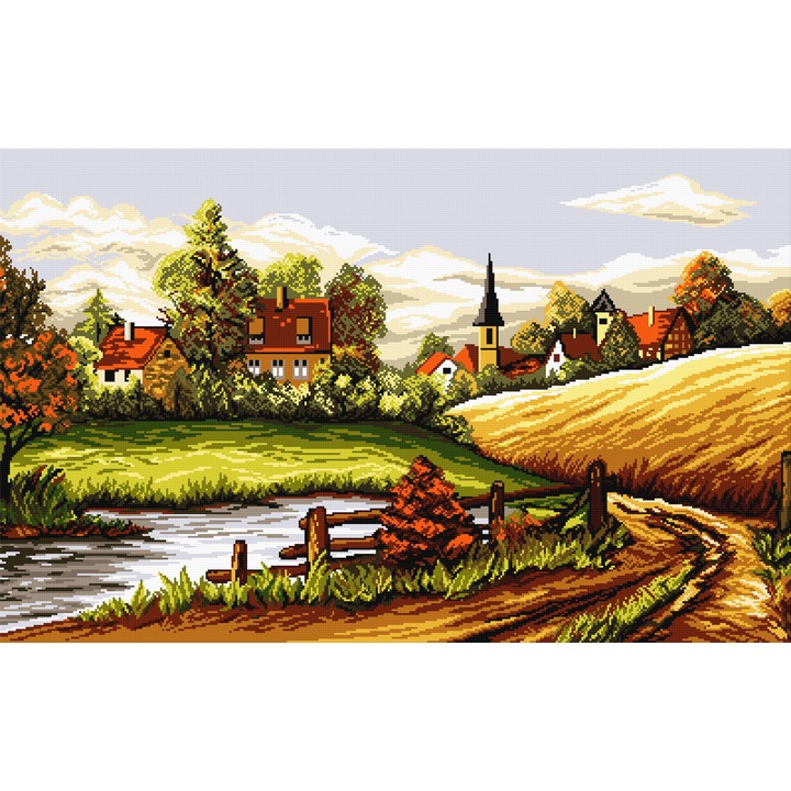 Goblen Vara , Hudemas , kit cu diagrama alb-negru , cu fire mouline , 25x40cm