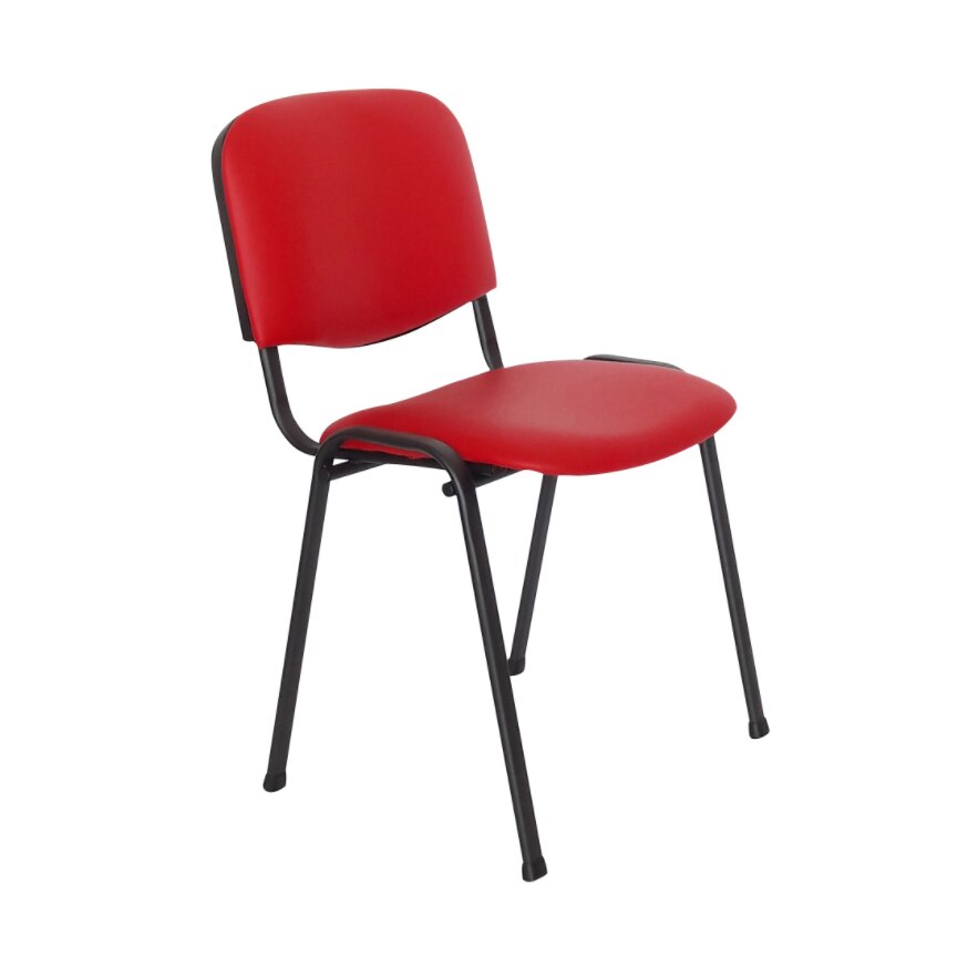 Scaun birou vizitator Deco, fix, imitatie piele, rosu