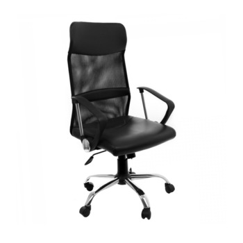 Scaun birou ergonomic Deco, rotativ, imitatie piele si mesh, negru Scaun birou ergonomic Deco, rotativ, imitatie piele si mesh, negru