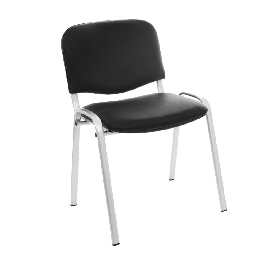 Scaun birou vizitator Deco, structura metal, fix, imitatie piele, negru