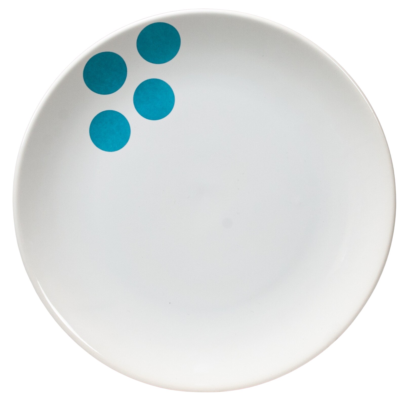 Farfurie intinsa, Cesiro, diametrul 26 cm, Alb Pur cu decor patru buline turcoaz